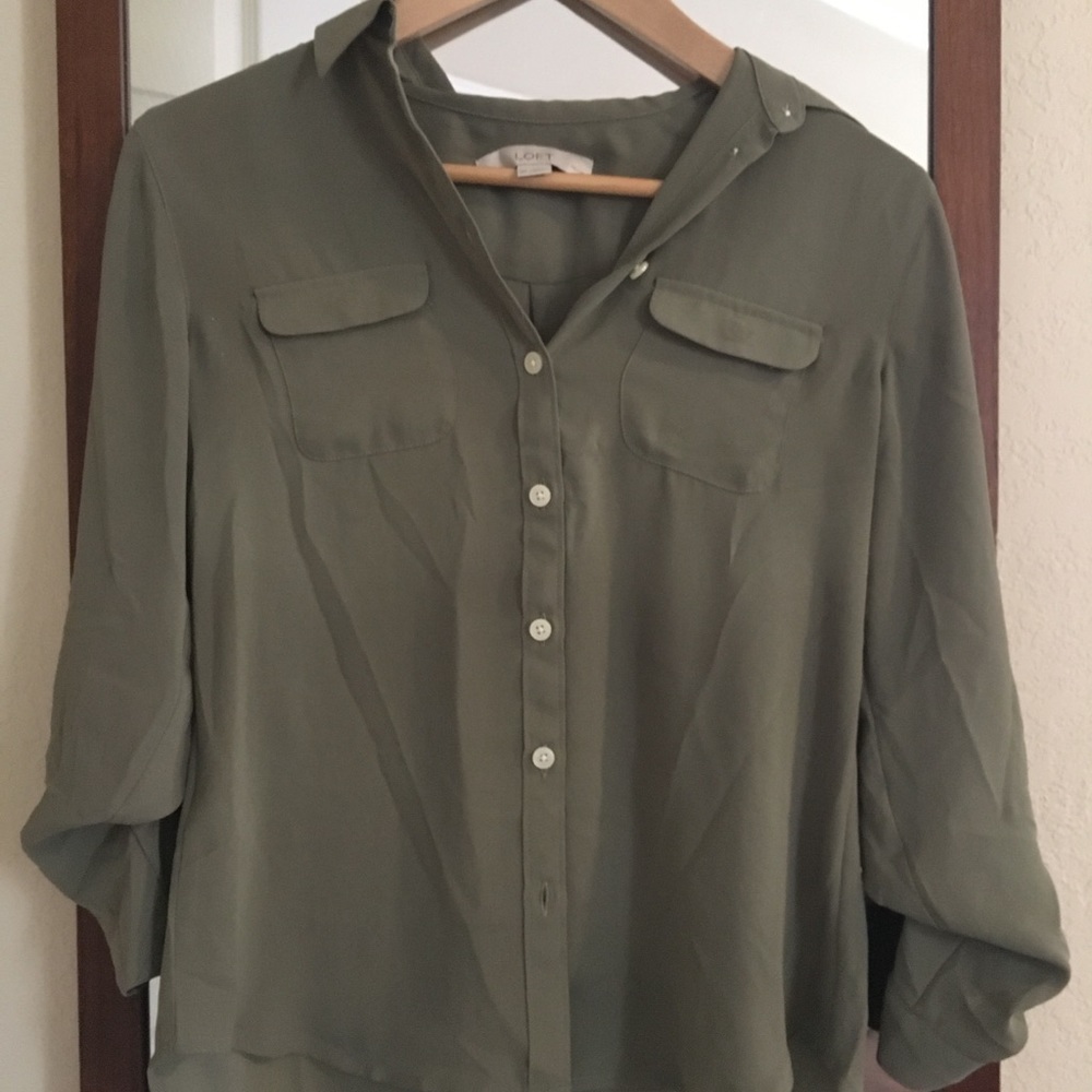 LOFT Army Green Utility Shirt